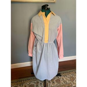 KnightsLtd. Vintage Pastel Women's Long Sleeve Color blocked Dress, size 14